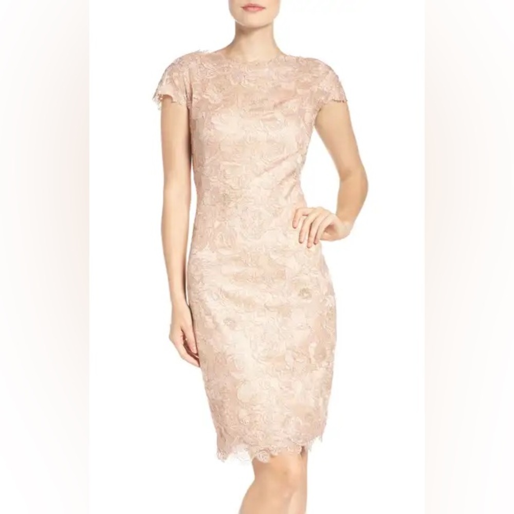 Tadashi Shoji Embroidered Mesh Sheath Dress